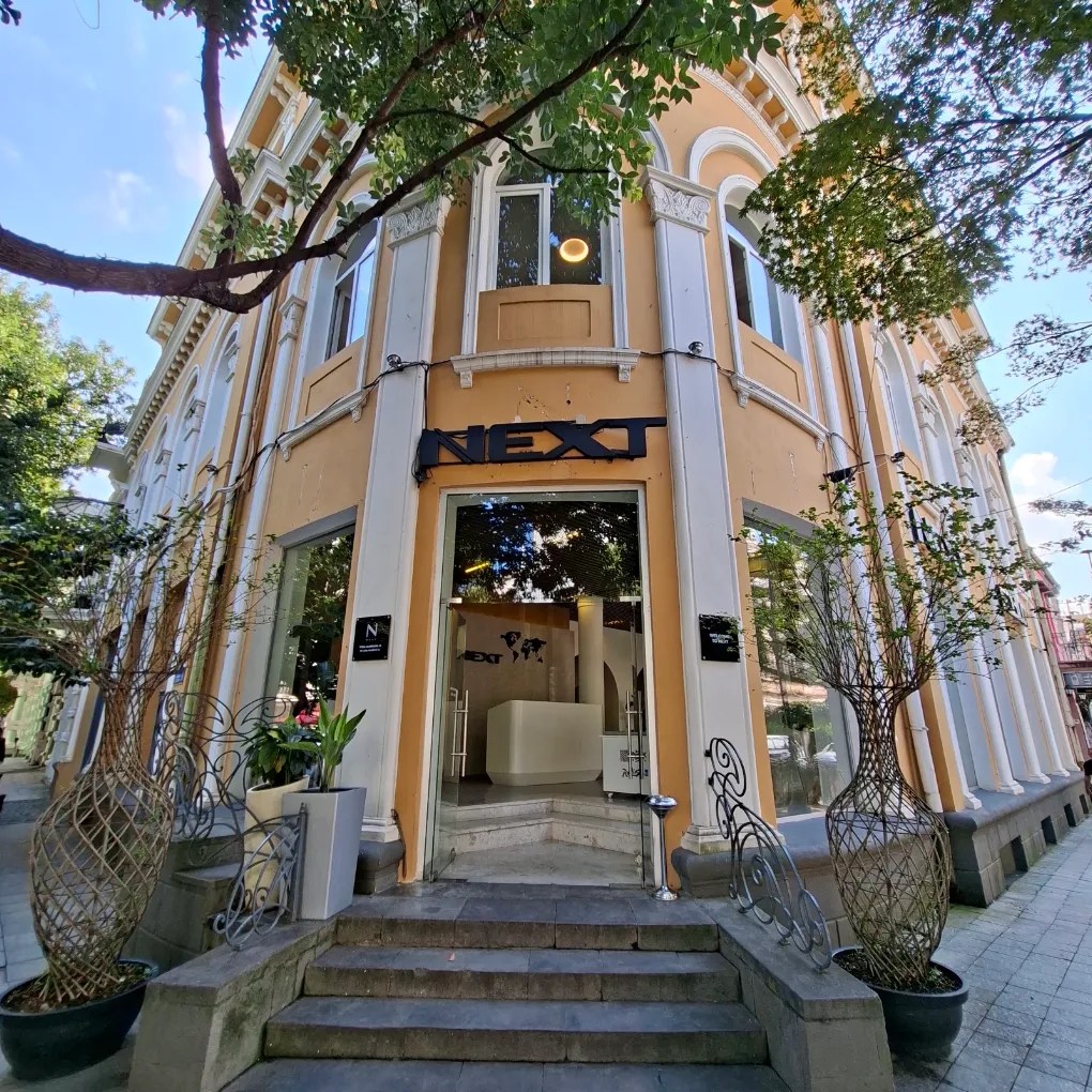 The NEXT entrance at 18 Luka Asatiani Street in Batumi